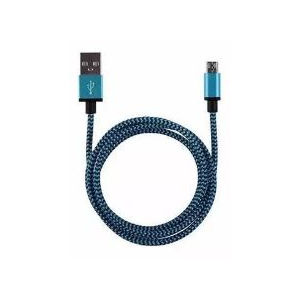 USB micro kabel 1m blauw/zwart