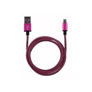 USB Lightning kabel 1m roze/zwart